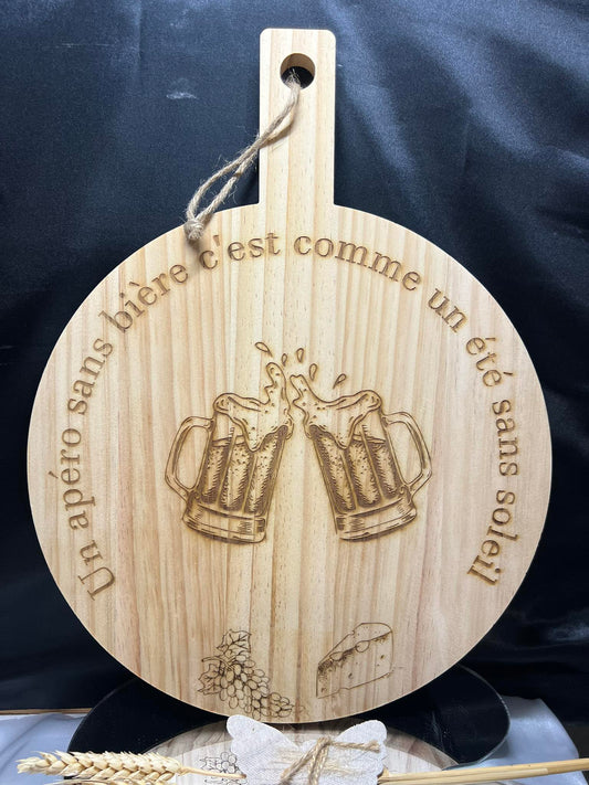 Planche apéritive ronde personnalisée – 30 cm de convivialité et d’amour à partager