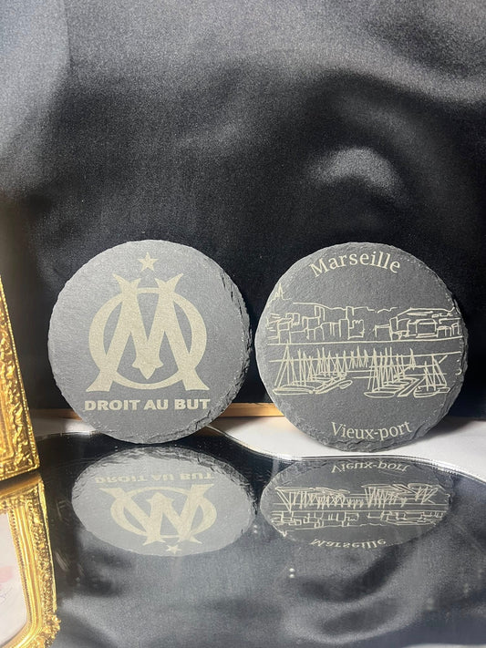 Sous-verres en ardoise – Gravure personnalisée (tous thèmes disponibles)